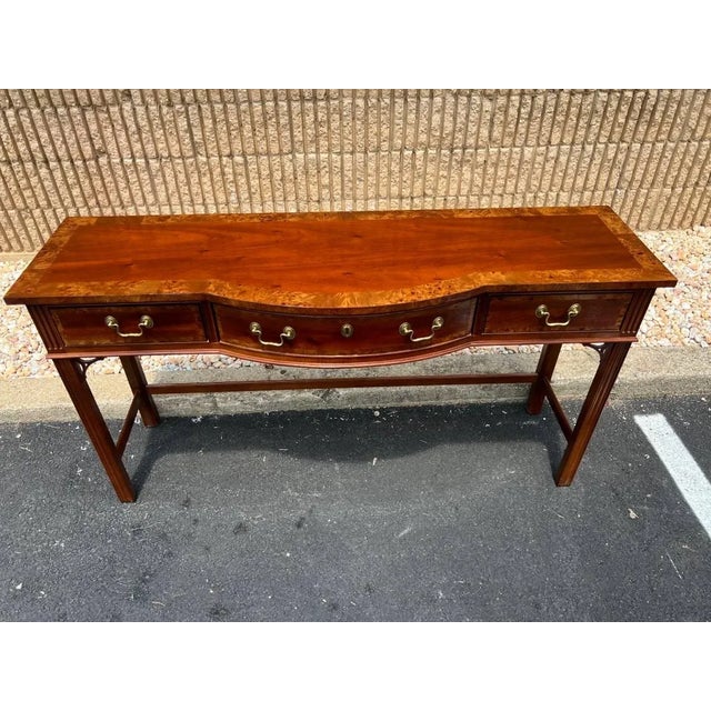 Chippendale Sherrill Cth Chippendale Style Mahogany Inlaid Console Table For Sale - Image 3 of 12