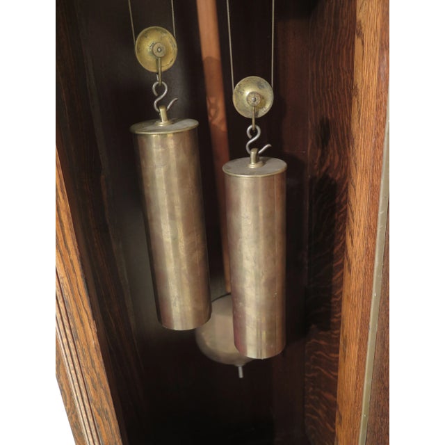 Wood J.C. Jennens & Sons London England Oak Grandfather Clock For Sale - Image 7 of 13