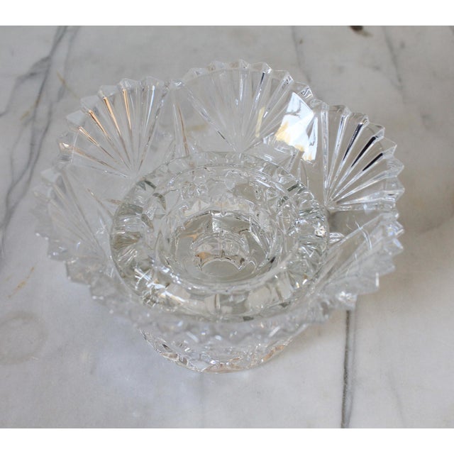Glass Vintage Bolsius France Clear Crystal Glass Taper or Tealight Candle Holder For Sale - Image 7 of 8