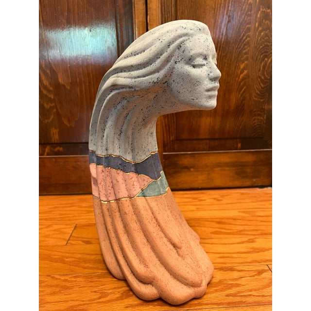 Blue Vintage Sculpture of a Woman, Marked ‘88 For Sale - Image 8 of 11