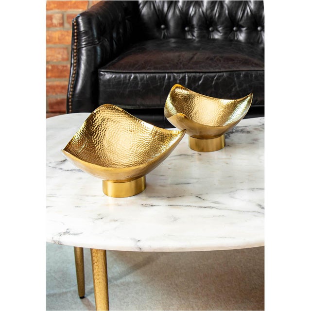 The polished golden tone of the Milo Bowl is enhanced with a hand-hammered texture that creates its signature artisan...