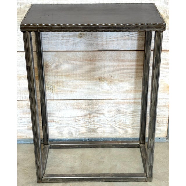 Late 20th Century Modernist Forged & Engraved Iron Rectangular Pedestal For Sale - Image 5 of 18