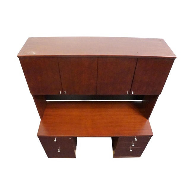Early 21st Century Bernhardt Furniture Cherry Contemporary Modern 60" Computer Credenza Desk W. Filing Cabinets and Cabinet Top For Sale - Image 5 of 16