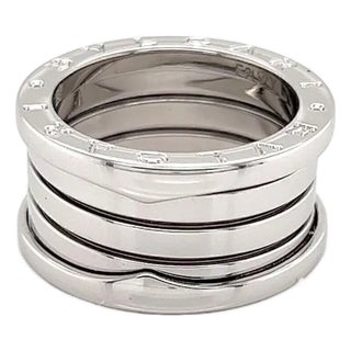 Mid 20th Century Bvlgari B.zero1 Four-Band Ring in 18k White Gold w/Cert Size 6 For Sale