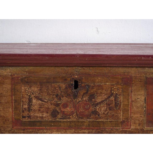 Antique Red Colored Trunk in Wood, 1900s For Sale - Image 9 of 12