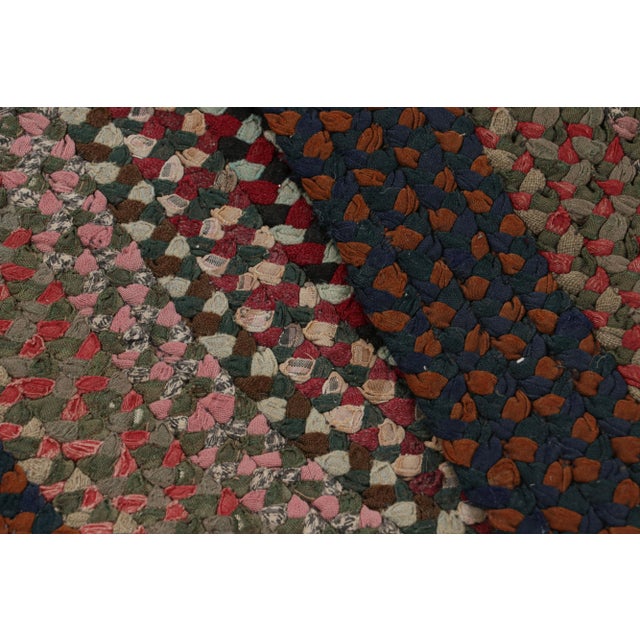 Textile Antique Hooked Oval Rug With Stripes and Geometric Patterns, From Rug & Kilim For Sale - Image 7 of 7