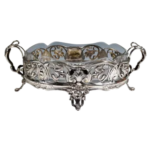 Art Nouveau Silver Jardiniere with Original Glass Liner Viennese Master, 1900s