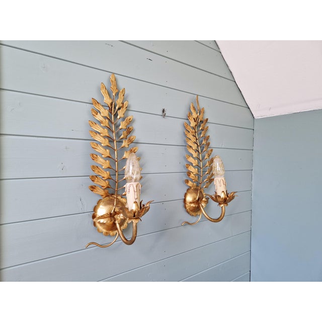 Hollywood Regency Italian Wall Sconces in Gilt Metal, 1970s, Set of 2 For Sale - Image 13 of 13