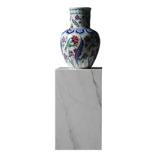 Handmade Ceramic Vase (30cm) – Red Carnation & Blue Saz Leaf Pattern – Classic Iznik Floral Vase For Sale