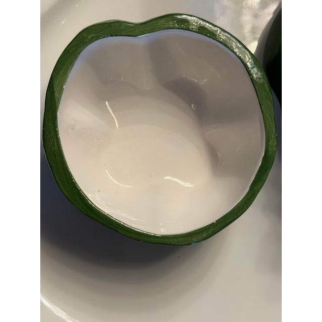 1940s Italian Neiman Marcus Horchow Ceramic Green Pepper Lady Covered Jar For Sale - Image 10 of 12