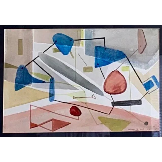 1950s Jane Downs Carter Listed Artist 1950s Abstract Watercolor “Tensions in Space” For Sale - Image 5 of 8