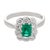 Contemporary Vintage Colombian Emerald Diamond 18k White Gold Cluster Ring, Size 7.25 For Sale - Image 3 of 5
