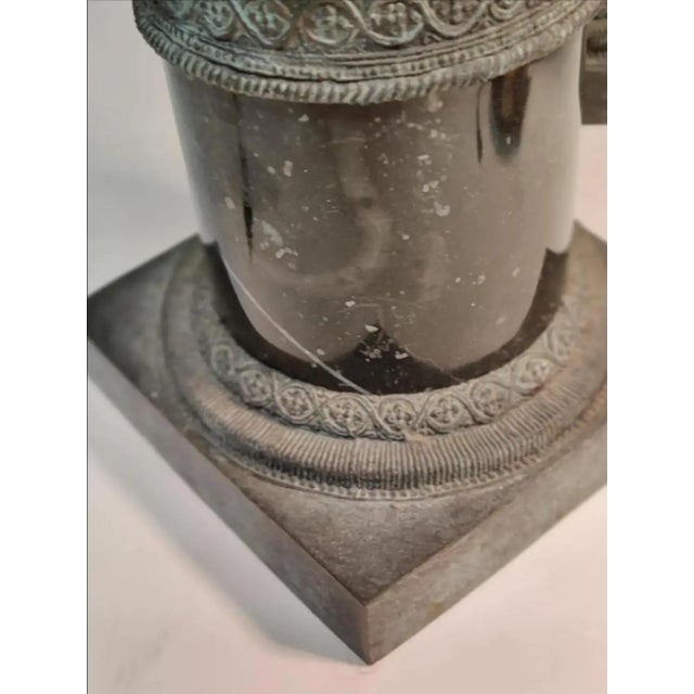 Bronze Vintage Maitland - Smith Bronze and Marble Hurricane Candle Holder ~ a Pair For Sale - Image 8 of 12
