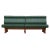 Wall bench composed of two modules in green leather and wooden structure Dimensions (L x W x H) 120 x 65 x 95cm