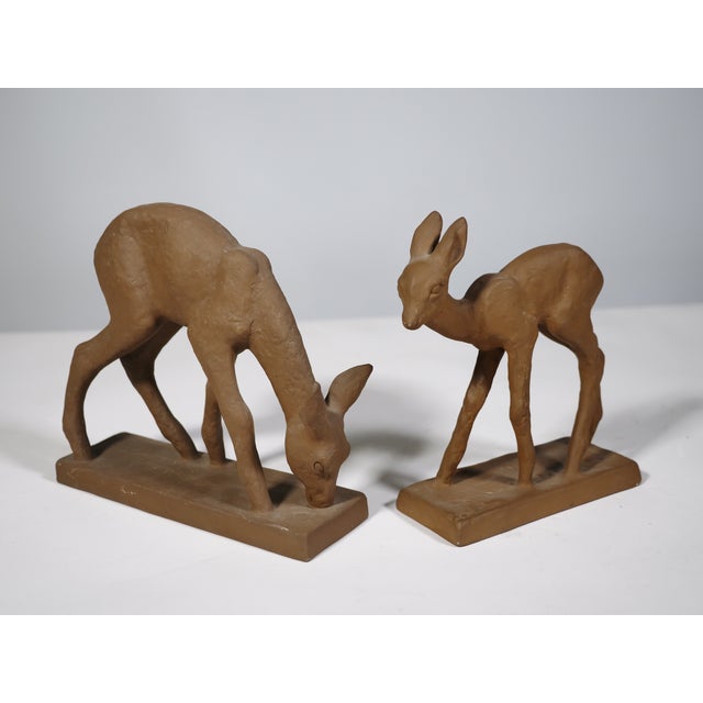 Mid-Century Deer Sculptures in Terracotta by Else Bach for Karlsruhe Majolica, 1950s, Set of 2 For Sale - Image 10 of 10