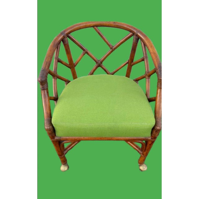 Chinoiserie Henry Link Bamboo & Rattan Chippendale Style Accent Chairs -Set of 4 For Sale - Image 3 of 11