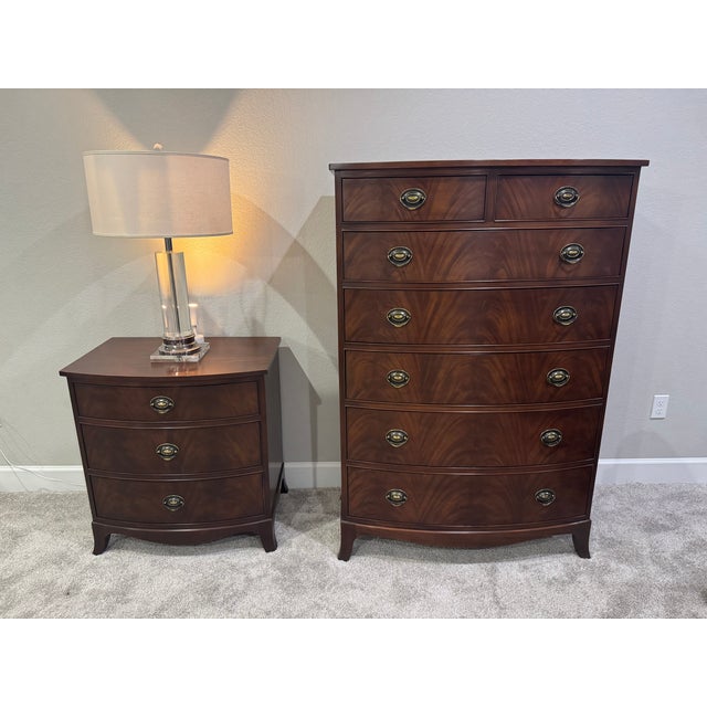 Brown Stickley Whitehall Tall Dresser + 3-Drawer Nightstand (Set) – New With Tags, Discontinued For Sale - Image 8 of 12