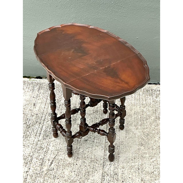 Wood Vintage English Gate Leg Side Table For Sale - Image 7 of 12