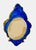 Mid 20th Century Mid‑20th Century European Ornate Rococo‑Style Wood Oval Frame — Gilded Blue With Floral Botanical Silk‑Screen Print For Sale - Image 5 of 12