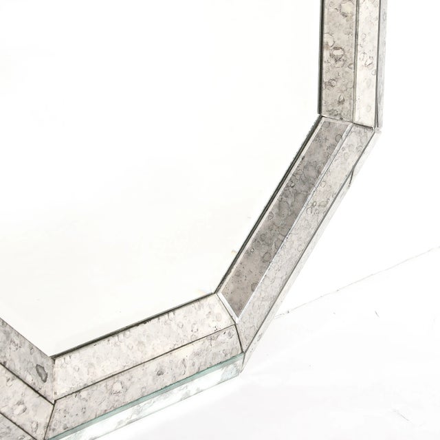 1950s Mid-Century Modernist Tessellated Octagonal Smoked Antiqued Mirror Border For Sale - Image 5 of 12