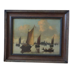 Mid 18th Century Hendrick De Meyer - Sailing Vessels Off the Coast, c.1770 Dutch, Oil on Panel, Framed