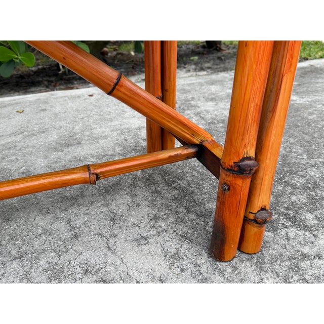 Vintage 54” Split Bamboo Hall Bench With Woven Cane Ends For Sale In Naples, FL - Image 6 of 12