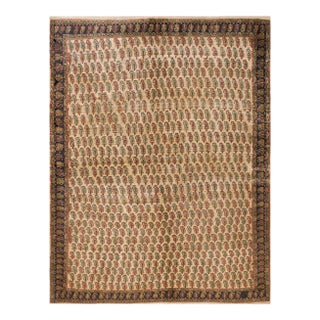 1930s Beige Paisley Antique N. Indian Agra Rug 5'2" X 6'8" Handknotted Wool Carpet For Sale