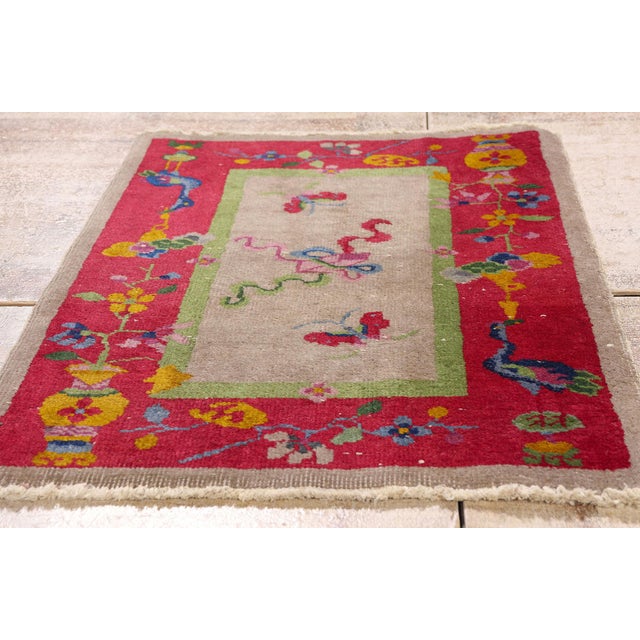 Antique Chinese Art Deco Rug, 02'00 X 02'09 For Sale - Image 9 of 10