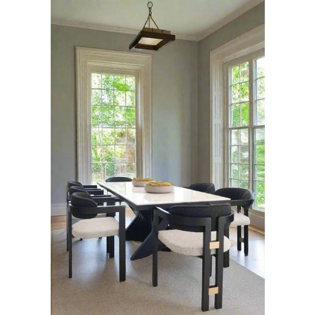 Wood Conan 71" Long Black Dining Table Set for 6 with Black and White Chairs For Sale - Image 7 of 7