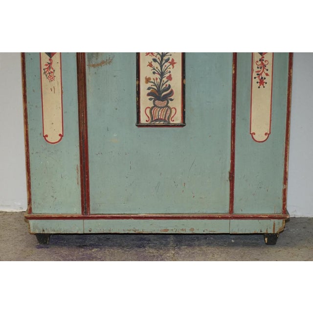 Early 19th Century German Aqua Blue Hand Painted Marriage Wardrobe, 1818 For Sale - Image 5 of 18