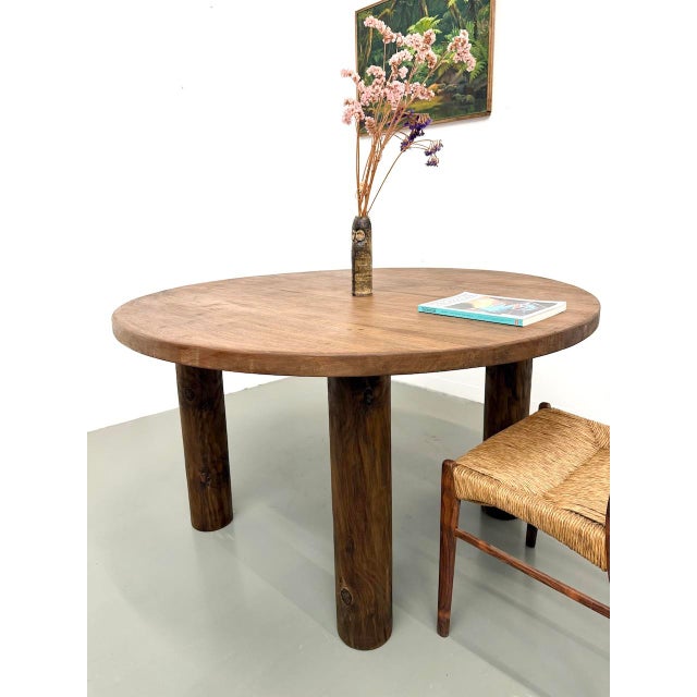 Constructivist Round Table in Walnut, 1950s For Sale - Image 13 of 18