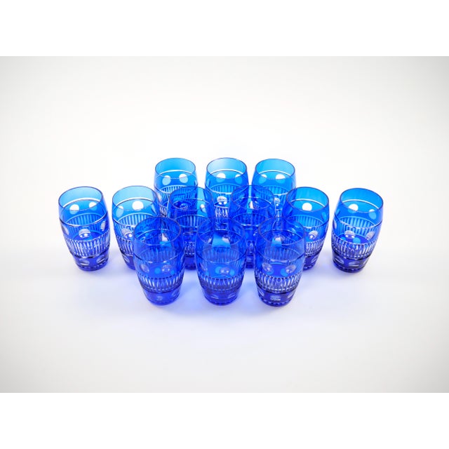 Val Saint Lambert Cobalt Blue Tableware Crystal Water, Service for 12 People For Sale - Image 11 of 13