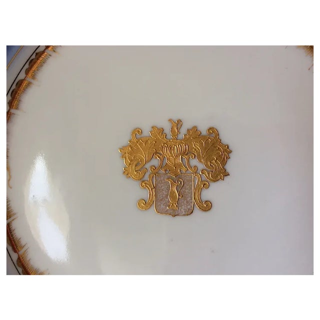 Antique Armorial Hand Painted Plate with Heraldry, Knights Helmet & Vase A very pretty hand painted Plate with an...