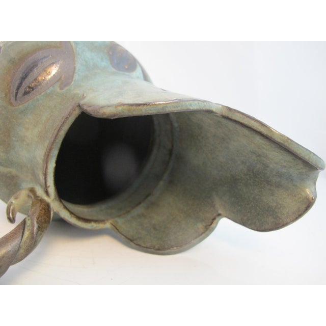 Jane Woodside Studio Art Pottery Climbing Leaves Twisted Handle Jug Pitcher For Sale - Image 11 of 14