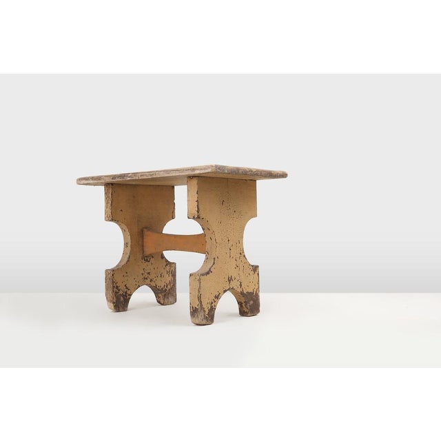 Rustic Low Stool in Painted Wood, France, 1900 For Sale - Image 9 of 12