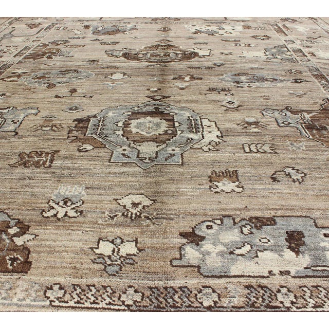 Turkish Oushak Rug in Natural Wool Color by Keivan Woven Arts 8'11 X 11'10 For Sale In Atlanta - Image 6 of 13