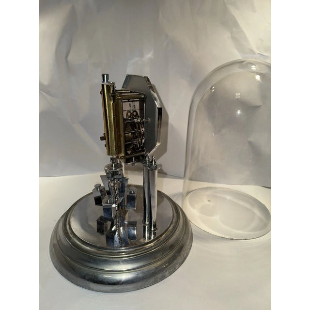 Metal 1920s German Art Deco Chrome 400 Day Anniversary Mantel Clock For Sale - Image 7 of 9