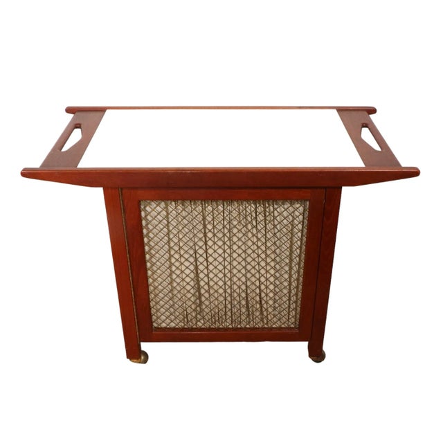 Mid Century Bar Serving Cart Record Cabinet For Sale - Image 11 of 13