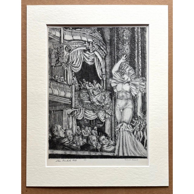 American Vintage 1939 Print in 11x14 Mat, Ready to Frame: Reginald Marsh "Star Burlesque" For Sale - Image 3 of 3