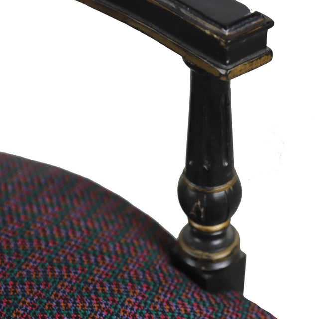 Black Pair of English Regency Armchairs With Chinoiserie For Sale - Image 8 of 9