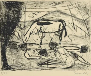 The Rest - Original Etching by N. Gattamelata - Late 20th Century Late 20th Century