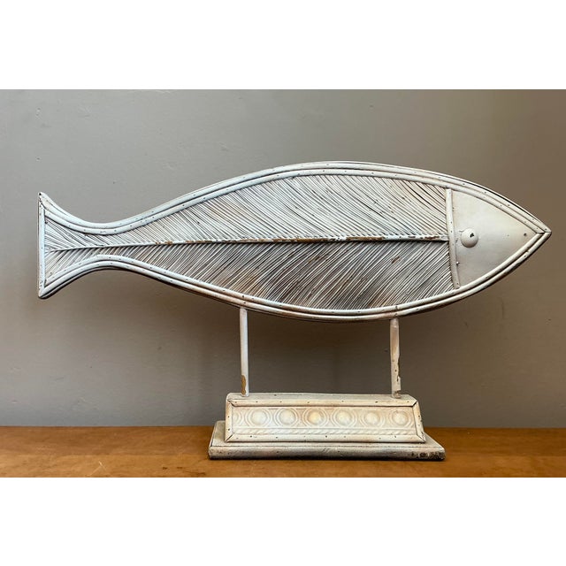 Vintage Washed Pencil Reed Fish Sculpture For Sale - Image 4 of 12
