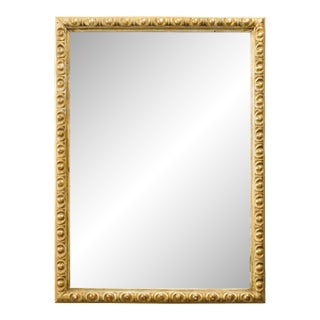 French Midcentury Rectangular Giltwood Mirror with Carved Ovoid Motifs For Sale