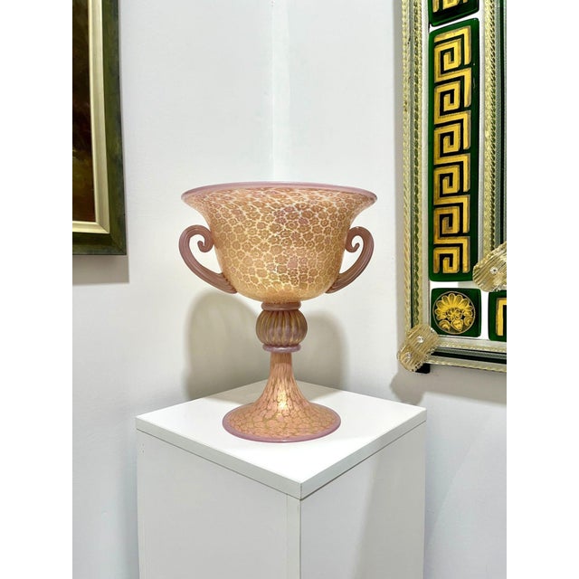 Price reduced $300. Now only $899! Lovely Millefiore Murano Glass Urn Vase. Beautiful, nearly opalescent pink coloring. A...