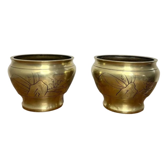 Edwardian Brass Jardinieres, 1900, Set of 2 For Sale