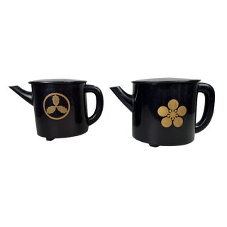 Antique Laquerware Tea Servers, 1890s, Set of 2 For Sale