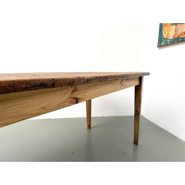 Pine Farmhouse Table with Tapered Legs, France, 1950s For Sale - Image 10 of 18