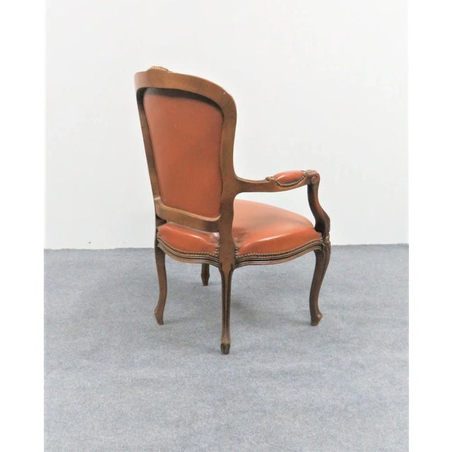 French Late 20th Century Chateau d'Ax Louis XV Leather Chair For Sale - Image 3 of 8