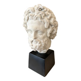 Vintage Grand Tour Style Italian Plaster Roman Head For Sale