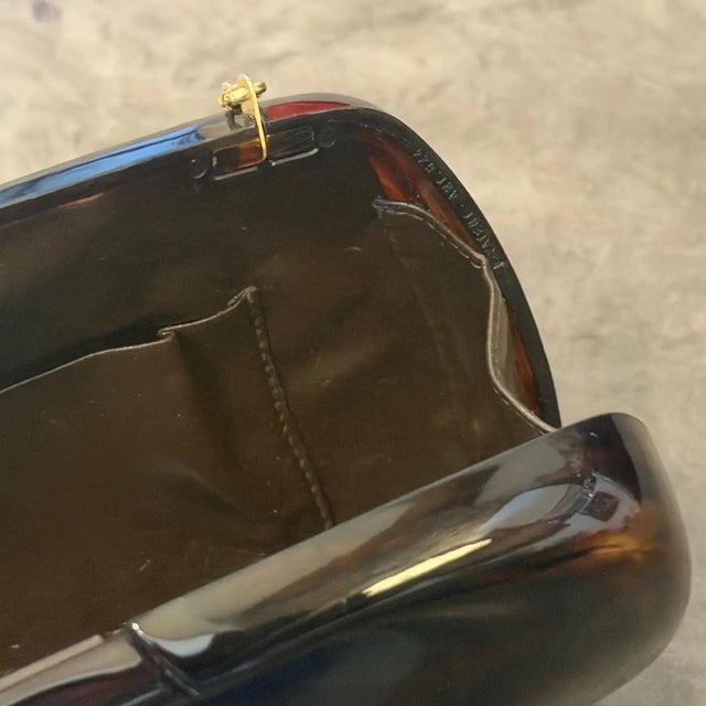 1940s Dark Faux Tortoiseshell Bakelite and Brass Italian Evening Bag For Sale - Image 10 of 14